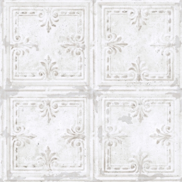 Picture of Tin Tile Peel and Stick Wallpaper - White