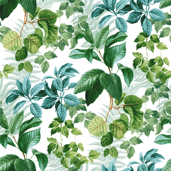 Picture of Rainforest Leaves Peel and Stick Wallpaper - Green