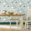 Picture of Mediterranean Tile Peel and Stick Wallpaper - Teal