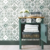 Picture of Mediterranean Tile Peel and Stick Wallpaper - Teal