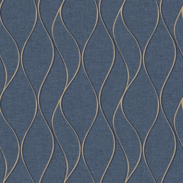 Picture of Wave Ogee Peel and Stick Wallpaper - Navy