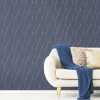 Picture of Wave Ogee Peel and Stick Wallpaper - Navy