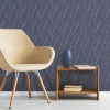 Picture of Wave Ogee Peel and Stick Wallpaper - Navy