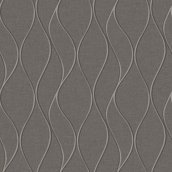 Picture of Wave Ogee Peel and Stick Wallpaper - Gray