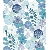 Picture of Perennial Blooms Peel and Stick Wallpaper - Blue