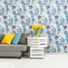 Picture of Perennial Blooms Peel and Stick Wallpaper - Blue