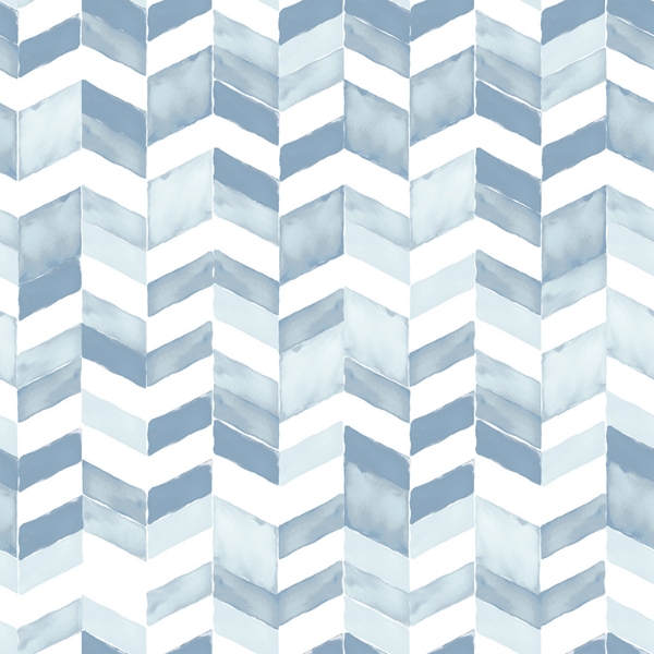 Picture of Paul Brent Watercolor Chevron Peel and Stick Wallpaper - Blue