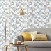 Picture of Mid-Century Geometric Peel and Stick Wallpaper - Blue