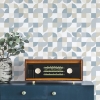 Picture of Mid-Century Geometric Peel and Stick Wallpaper - Blue