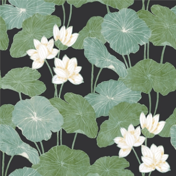 Picture of Lily Pad Peel and Stick Wallpaper - Black