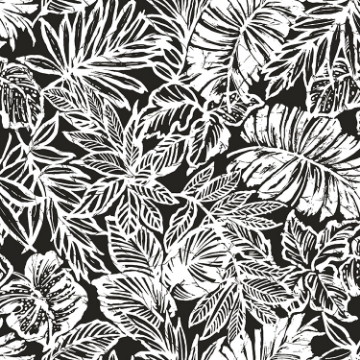 Picture of Tropical Leaf Peel and Stick Wallpaper - Black