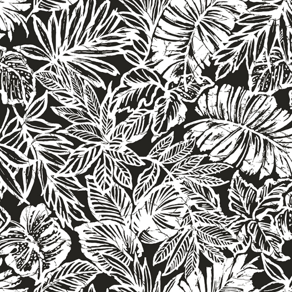 Picture of Tropical Leaf Peel and Stick Wallpaper - Black