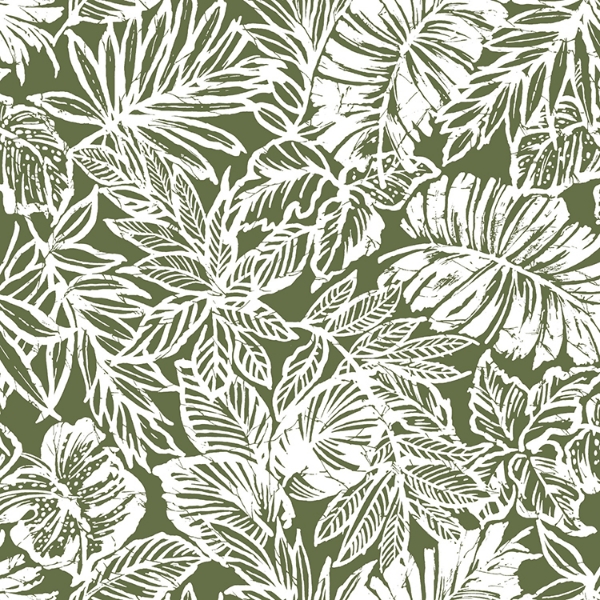 Picture of Tropical Leaf Peel and Stick Wallpaper - Green