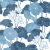 Picture of Lily Pad Peel and Stick Wallpaper - Blue and White