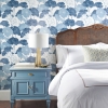 Picture of Lily Pad Peel and Stick Wallpaper - Blue and White