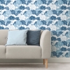 Picture of Lily Pad Peel and Stick Wallpaper - Blue and White