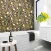 Picture of Tropical Flowers Peel and Stick Wallpaper - Black