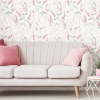 Picture of Floral Sprig Peel and Stick Wallpaper - Pink