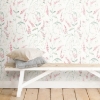 Picture of Floral Sprig Peel and Stick Wallpaper - Pink