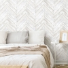 Picture of Herringbone Wood Boards Peel and Stick Wallpaper - White