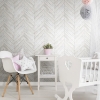 Picture of Herringbone Wood Boards Peel and Stick Wallpaper - White