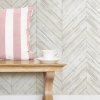 Picture of Herringbone Wood Boards Peel and Stick Wallpaper - White