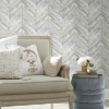 Picture of Herringbone Wood Boards Peel and Stick Wallpaper - Blue