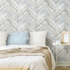 Picture of Herringbone Wood Boards Peel and Stick Wallpaper - Blue