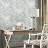 Picture of Herringbone Wood Boards Peel and Stick Wallpaper - Blue