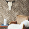 Picture of Herringbone Wood Boards Peel and Stick Wallpaper - Brown