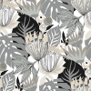 Picture of Tropical Leaves Peel and Stick Wallpaper - Gray