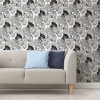 Picture of Tropical Leaves Peel and Stick Wallpaper - Gray