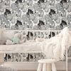 Picture of Tropical Leaves Peel and Stick Wallpaper - Gray