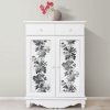 Picture of Vintage Floral Stripe Peel and Stick Wallpaper - Gray