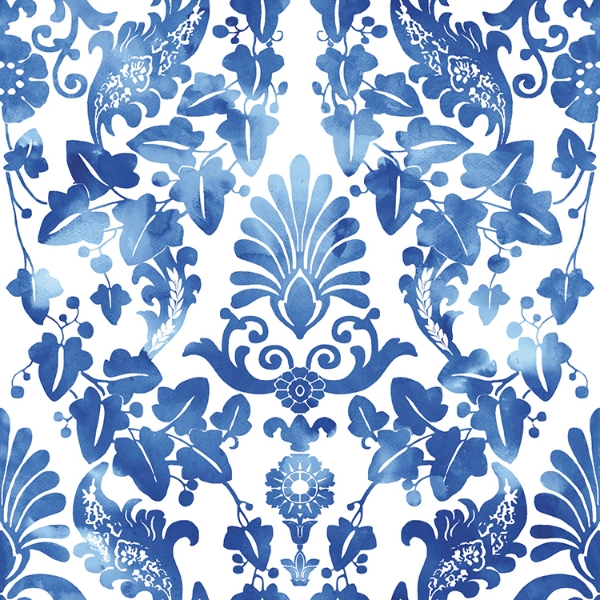 Picture of Vine Damask Peel and Stick Wallpaper - Blue