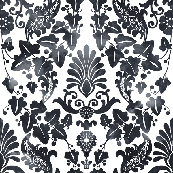 Picture of Vine Damask Peel and Stick Wallpaper - Black