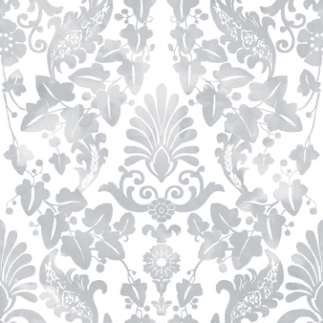 Picture of Vine Damask Peel and Stick Wallpaper - Grey