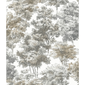 Picture of Old World Trees Peel and Stick Wallpaper - Grey