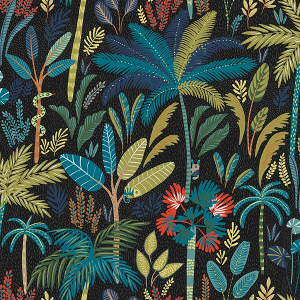 Picture of Tropical Eden Peel and Stick Wallpaper - Blue