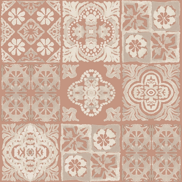 Picture of Marrakesh Tile Peel and Stick Wallpaper - Red