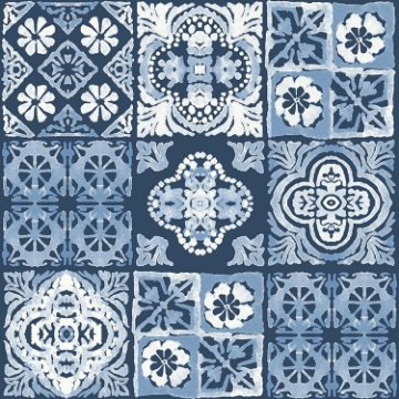 Picture of Marrakesh Tile Peel and Stick Wallpaper - Blue