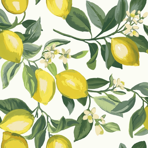 Picture of Lemon Zest Peel and Stick Wallpaper - White