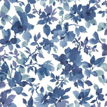 Picture of Watercolor Floral Peel and Stick Wallpaper - Blue