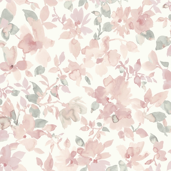 Picture of Watercolor Floral Peel and Stick Wallpaper - Light Pink