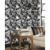 Picture of Vintage Floral Blooms Peel and Stick Wallpaper - Black