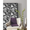 Picture of Vintage Floral Blooms Peel and Stick Wallpaper - Black