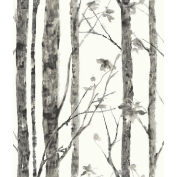 Picture of Trees Peel and Stick Wallpaper - Grey