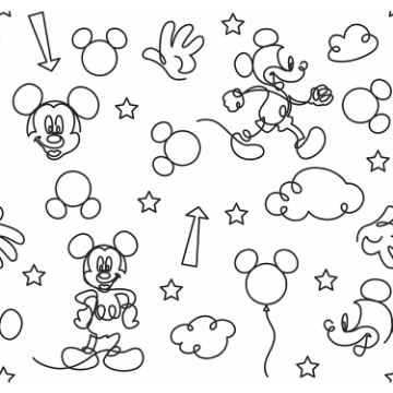 Picture of Disney Mickey Mouse Line Art Peel and Stick Wallpaper - Black