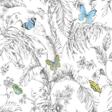 Picture of Butterfly Sketch Peel and Stick Wallpaper - Yellow