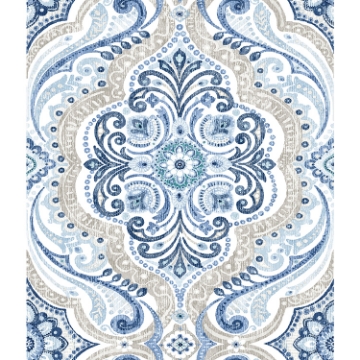 Picture of Bohemian Damask Peel and Stick Wallpaper - Blue